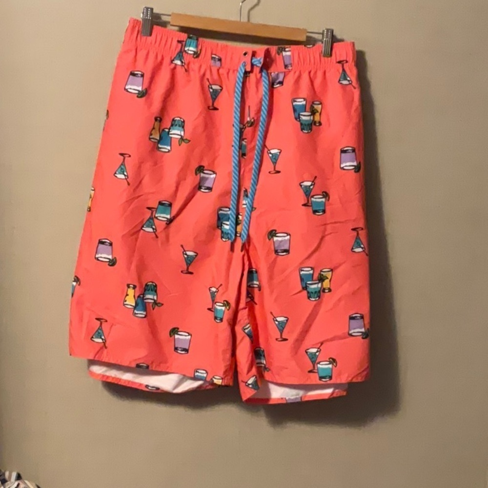 Vibrant Swim Trunks with Cocktail Print